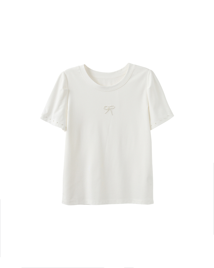 DITA簡約珍珠蝴蝶結T-SHIRT