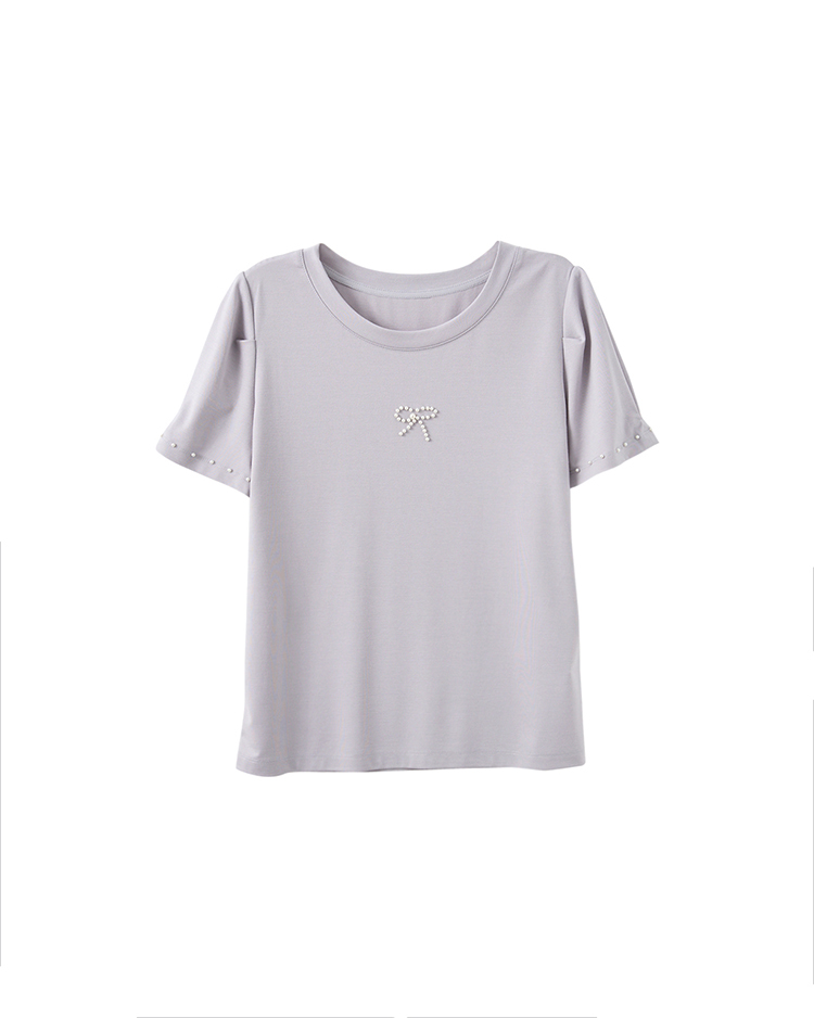DITA簡約珍珠蝴蝶結T-SHIRT