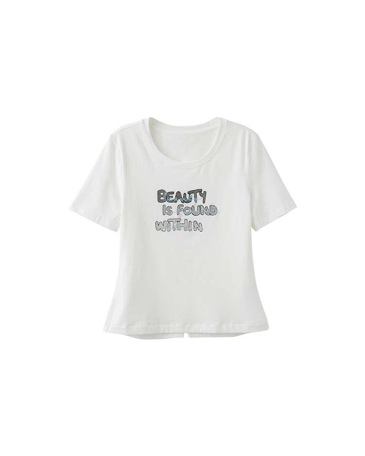 DITA精緻亮片字母T-SHIRT