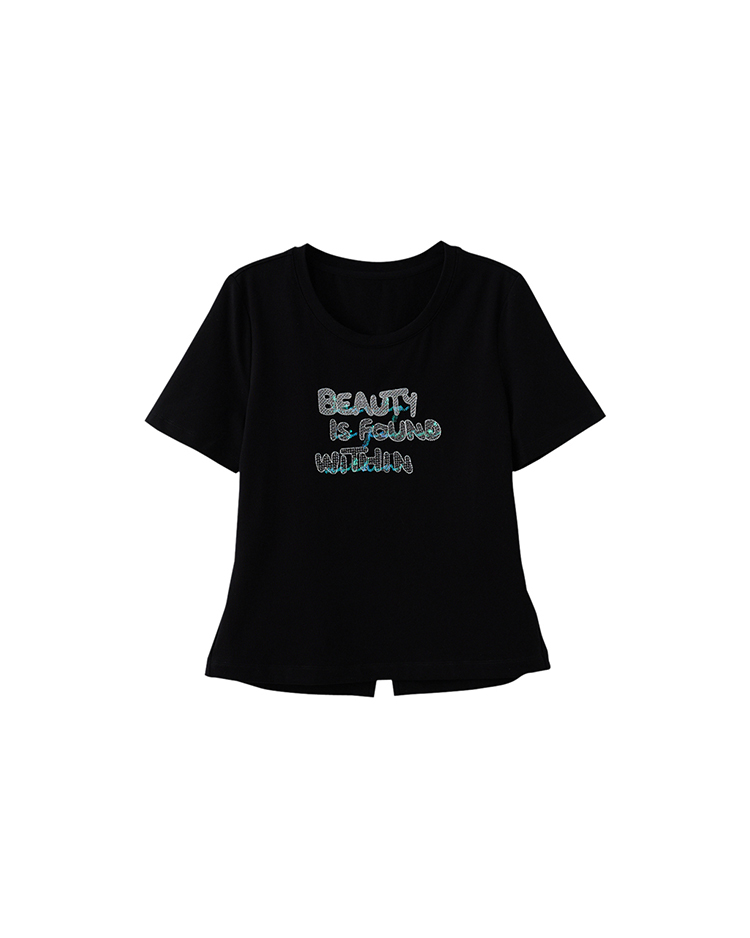 DITA精緻亮片字母T-SHIRT