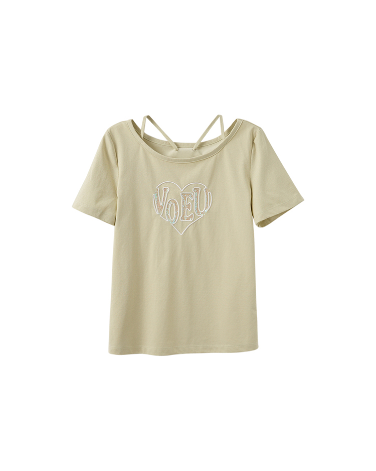 DITA低調亮片後綁結T-SHIRT