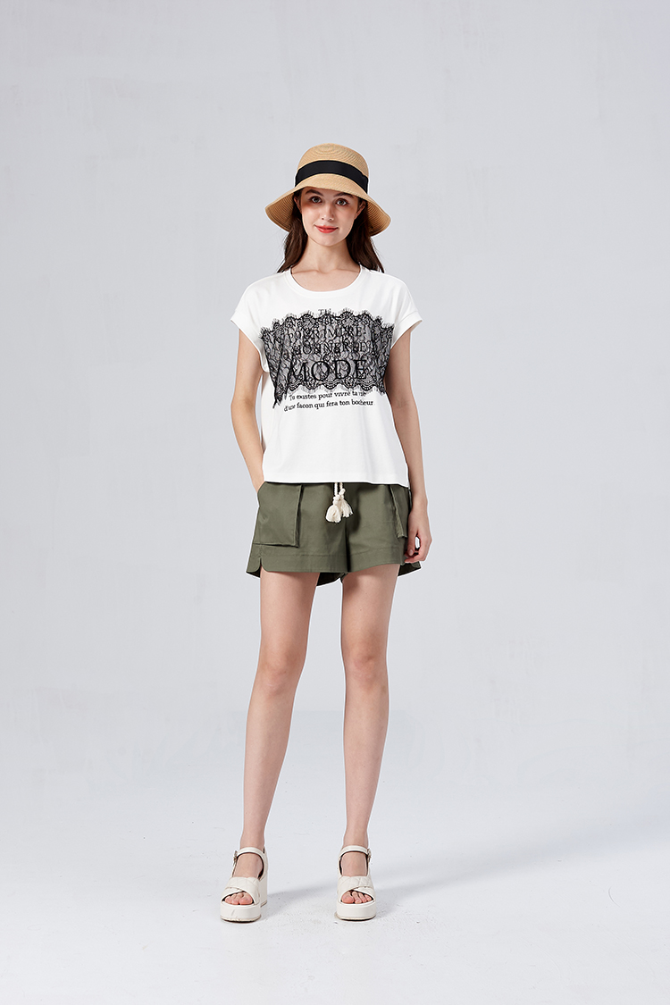 DITA甜美蕾絲法國袖T-SHIRT