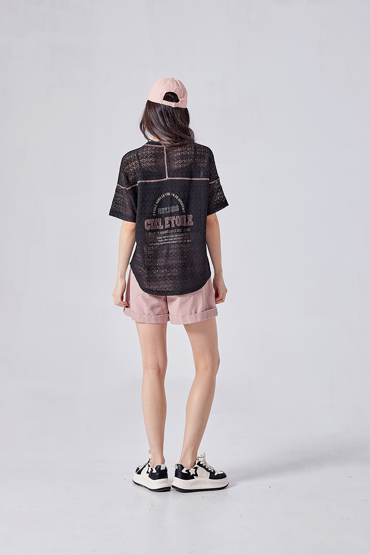 DITA夏季感寬鬆蕾絲T-SHIRT-附內搭