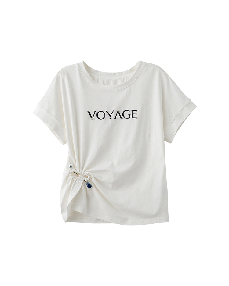 DITA簡約鑽飾抽皺T-SHIRT