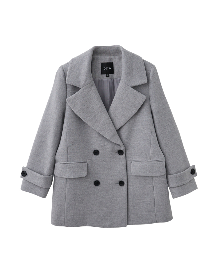 DITA中長版雙排扣毛料外套