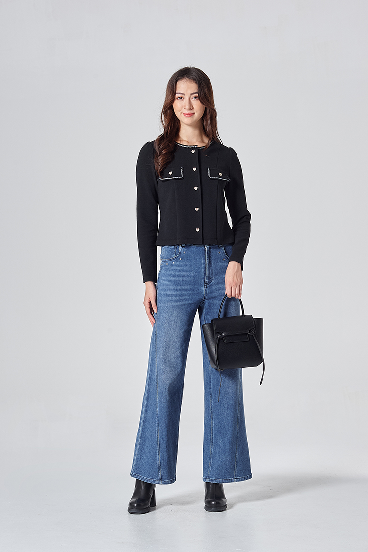 DITA個性蝴蝶印花牛仔寬褲