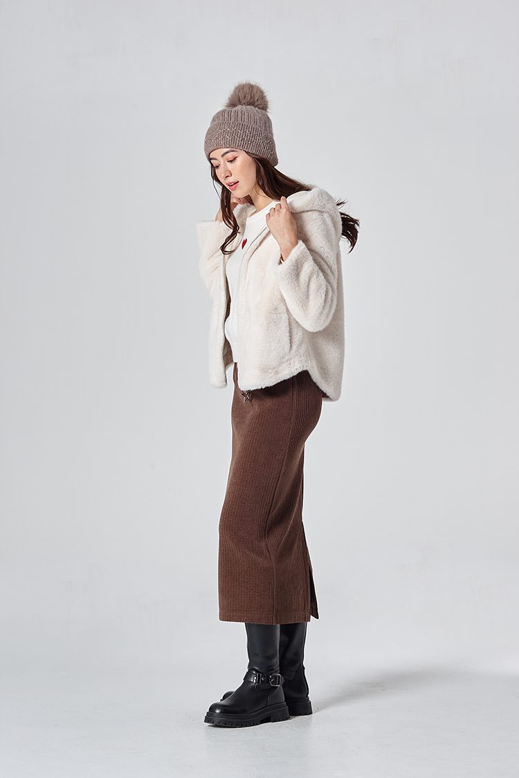 DITA簡約條絨鉛筆裙