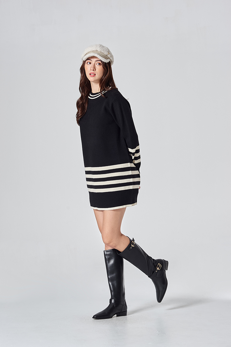 DITA韓系條紋短版針織洋裝