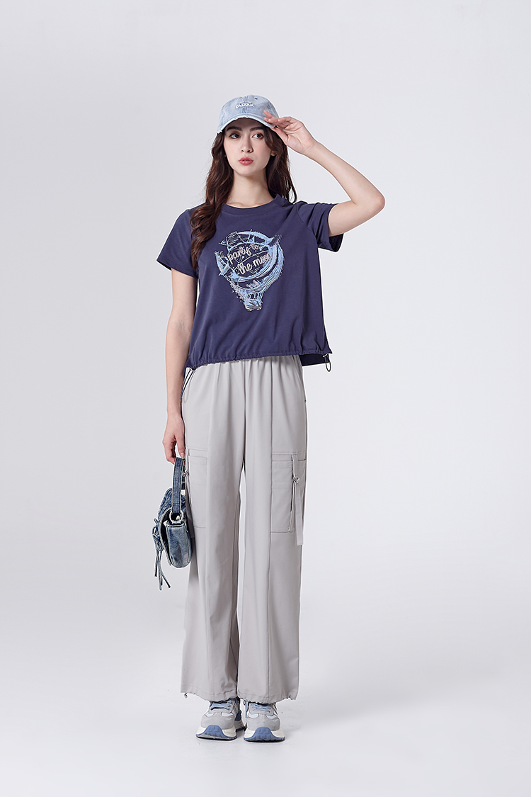 DITA都會感抽繩寬褲