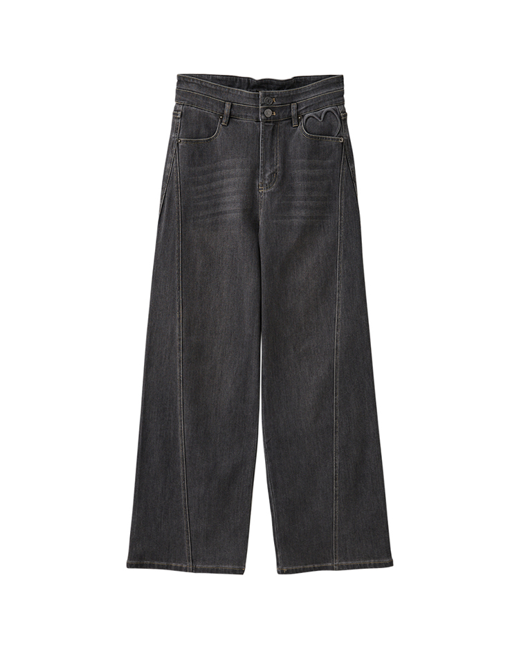 DITA甜酷感愛心鋼印寬褲