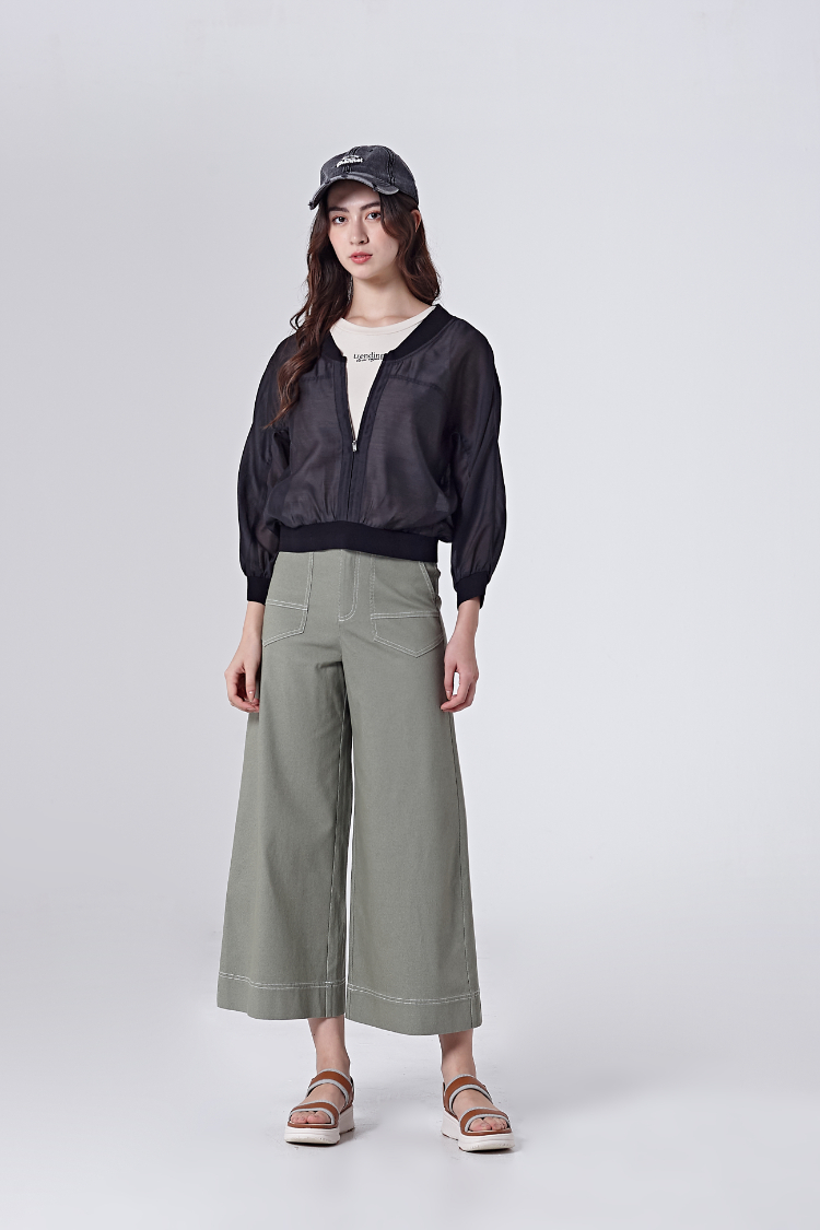 DITA雙釦個性九分寬褲