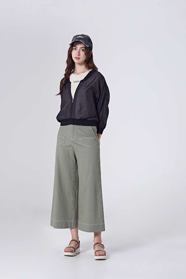 DITA雙釦個性九分寬褲