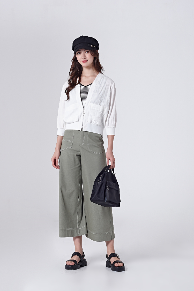 DITA雙釦個性九分寬褲