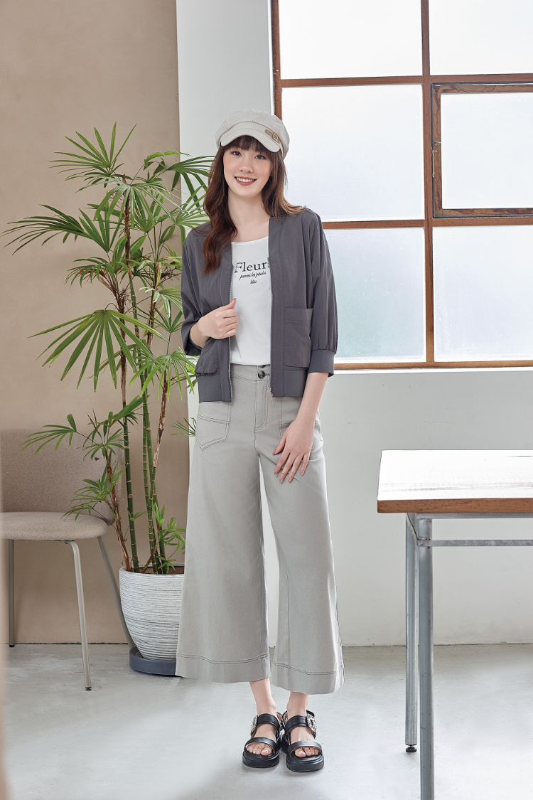 DITA雙釦個性九分寬褲