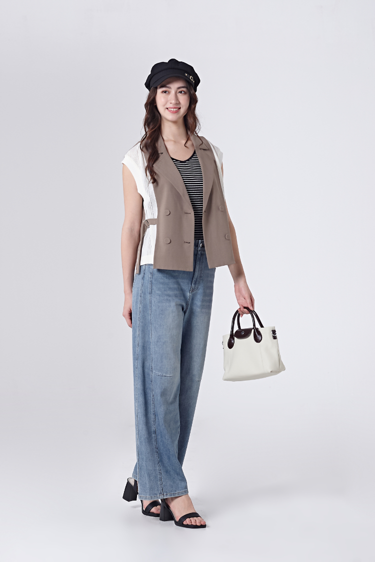 DITA個性剪接牛仔寬褲