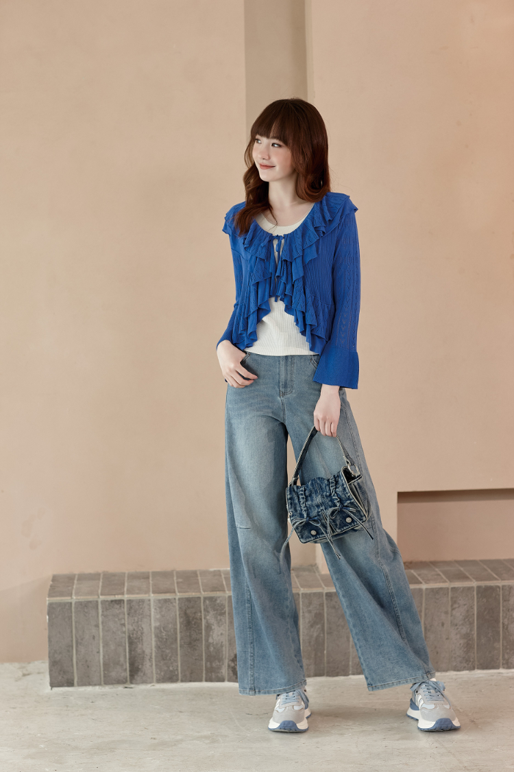 DITA個性剪接牛仔寬褲