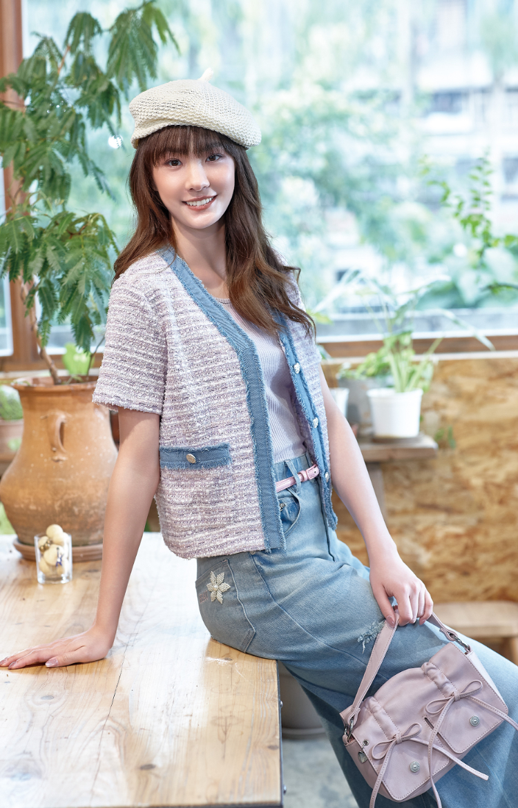 DITA繡花個性牛仔寬褲