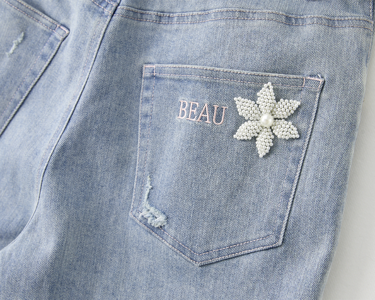 DITA繡花個性牛仔寬褲