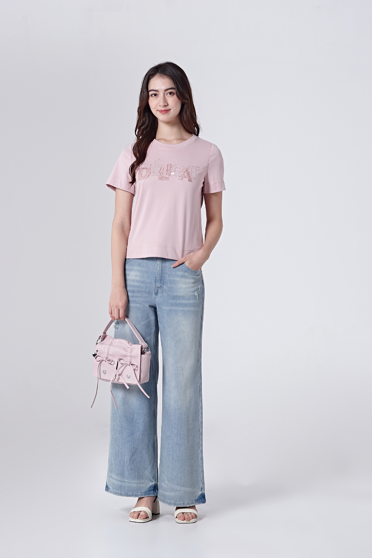 DITA繡花個性牛仔寬褲