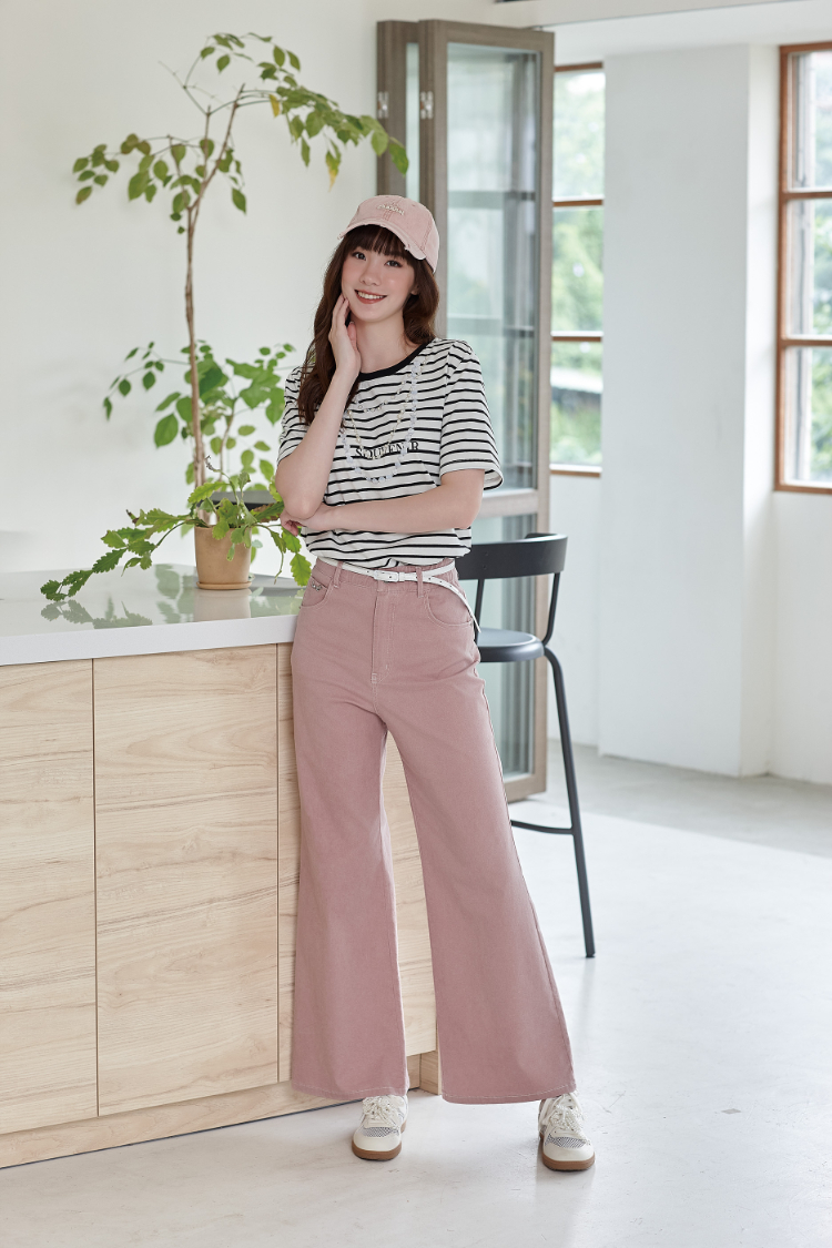 DITA繡花個性牛仔寬褲