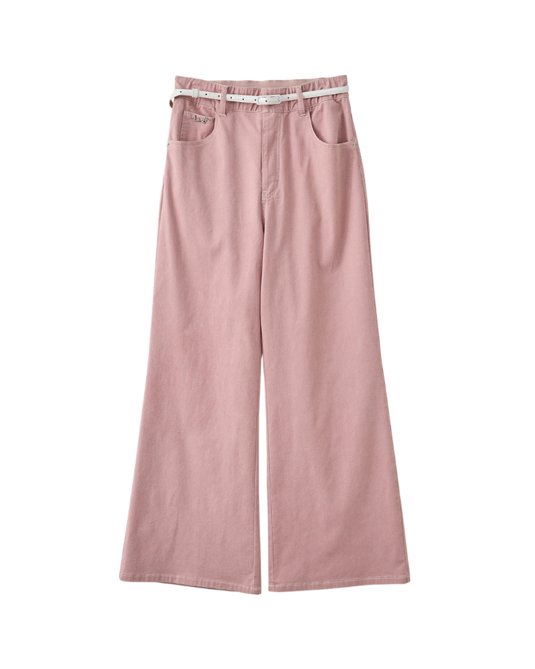 DITA繡花個性牛仔寬褲