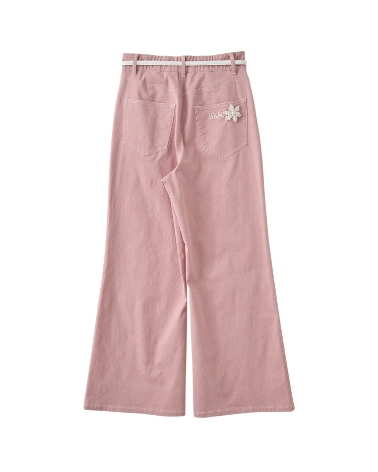 DITA繡花個性牛仔寬褲