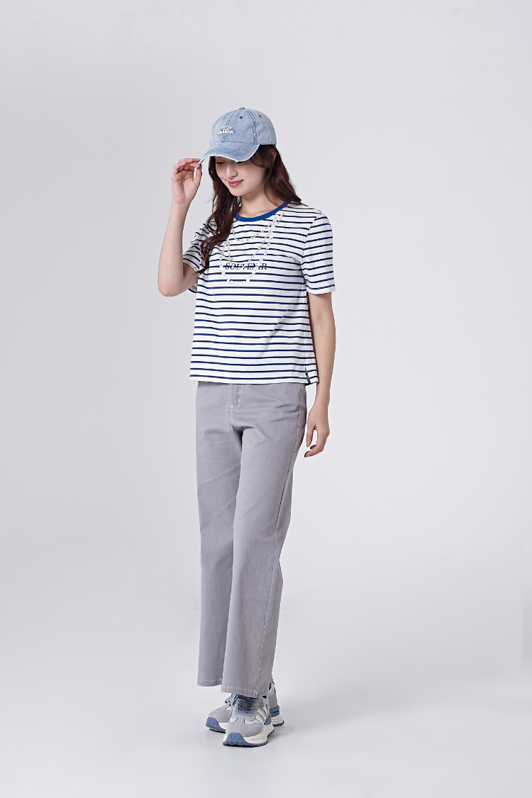 DITA繡花個性牛仔寬褲