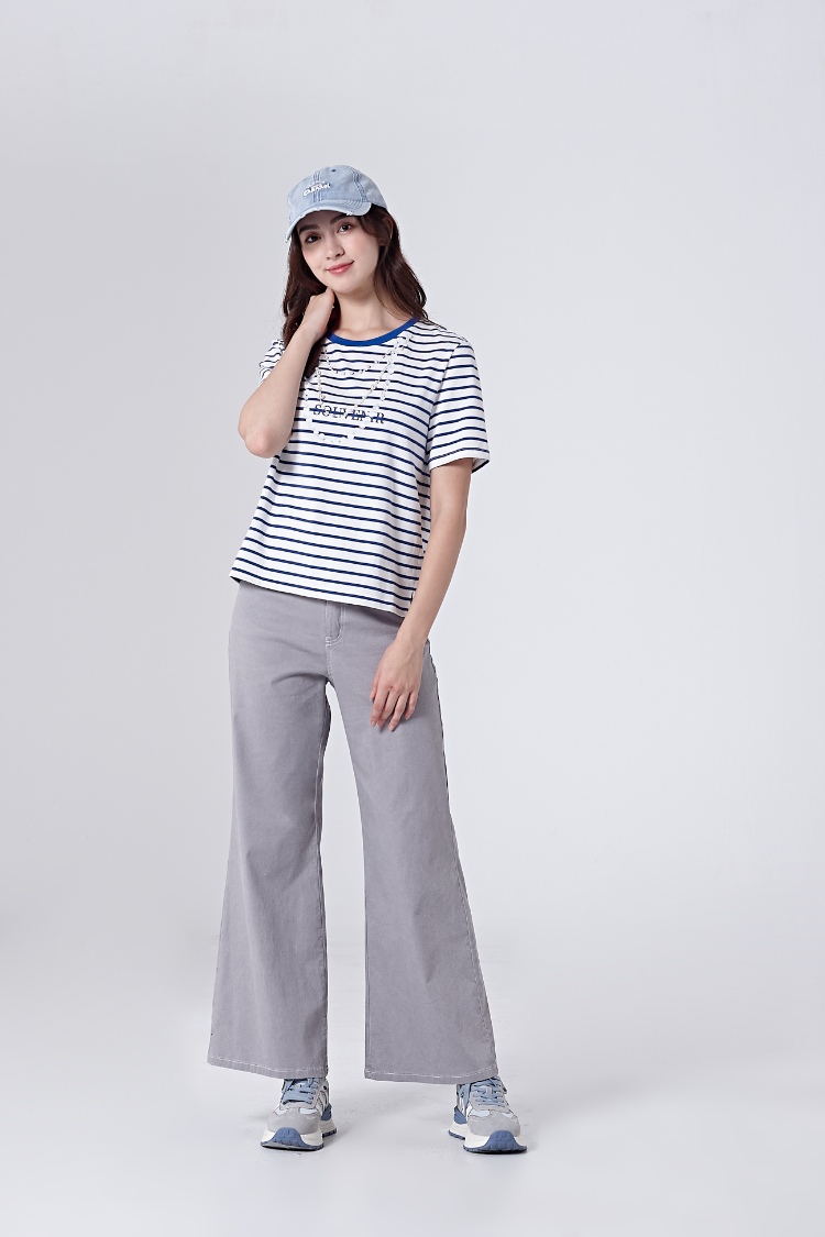 DITA繡花個性牛仔寬褲