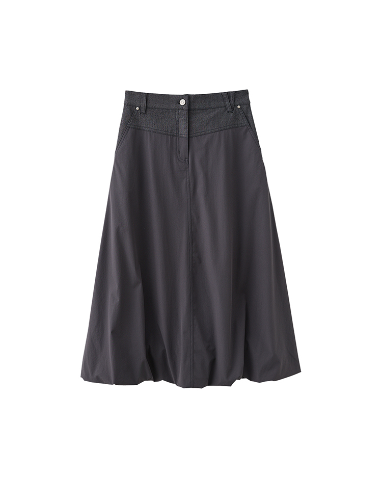 DITA優雅異材質長版氣球裙