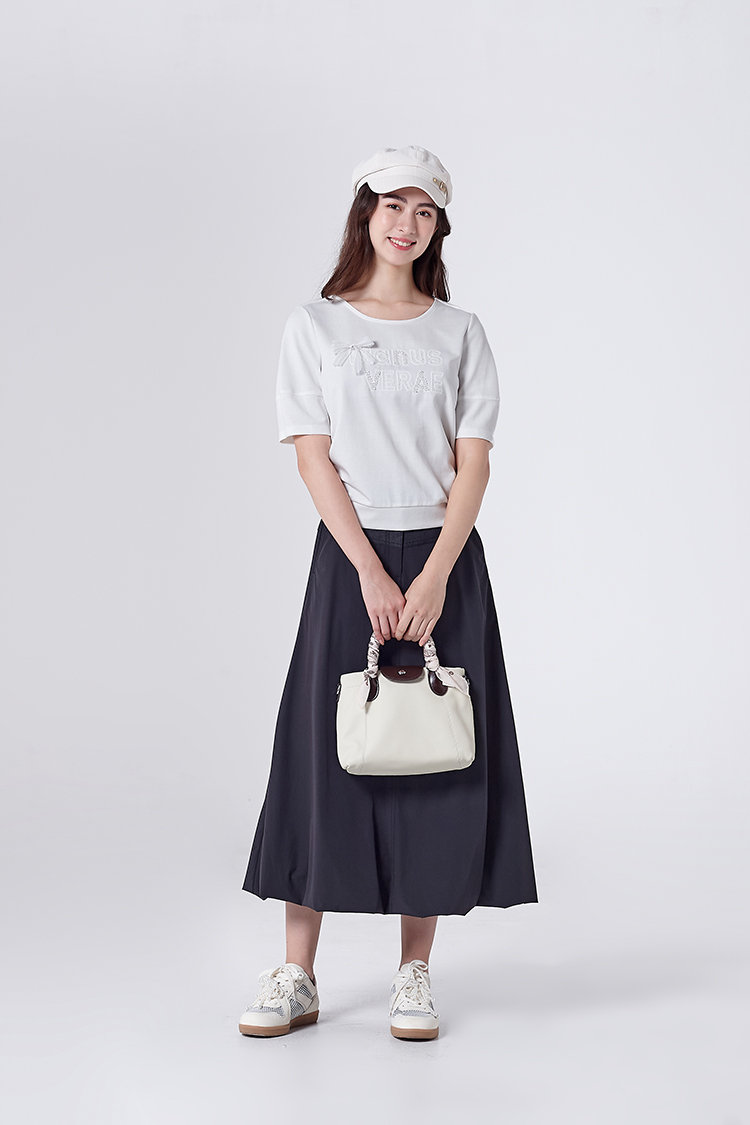 DITA優雅異材質長版氣球裙