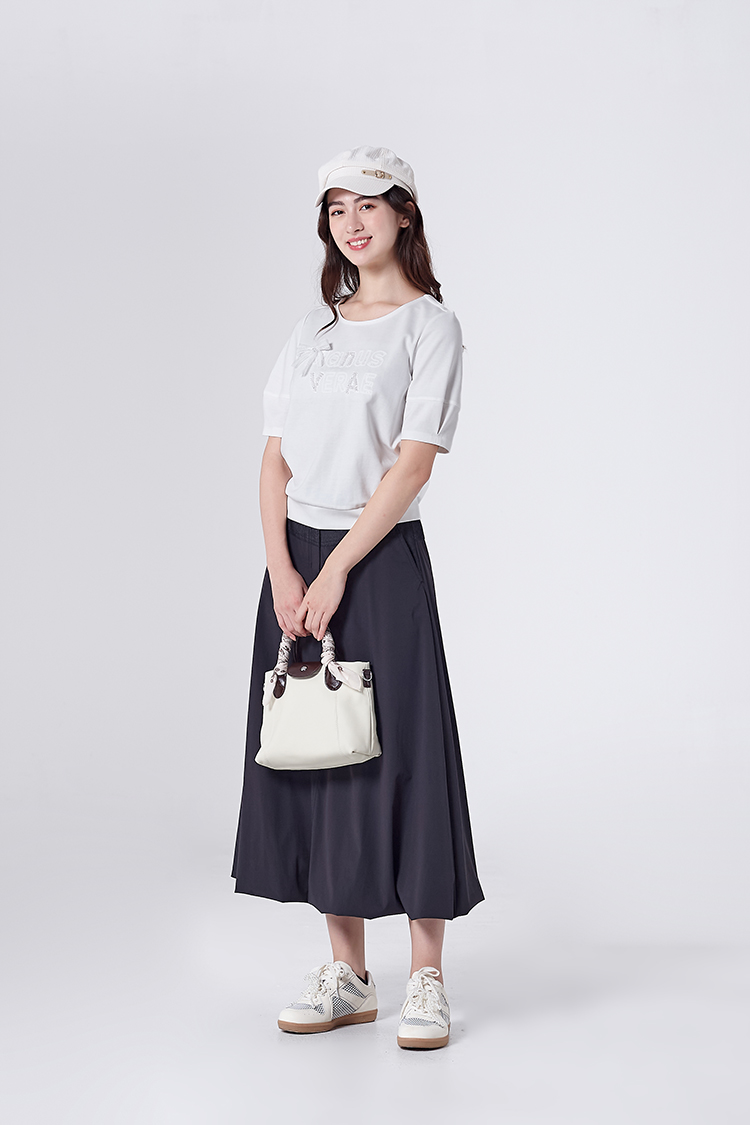 DITA優雅異材質長版氣球裙