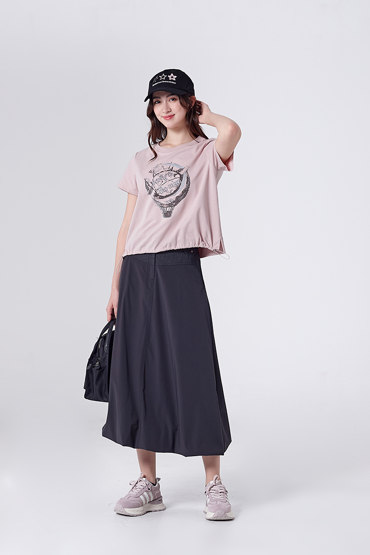 DITA優雅異材質長版氣球裙