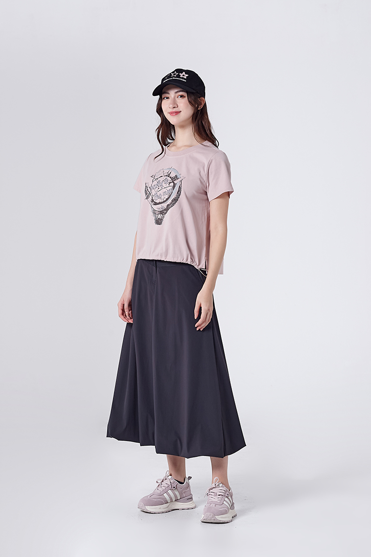 DITA優雅異材質長版氣球裙