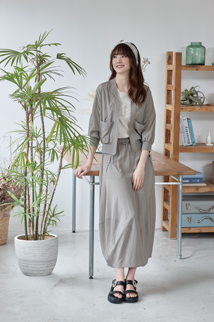 DITA抽繩拼接長裙