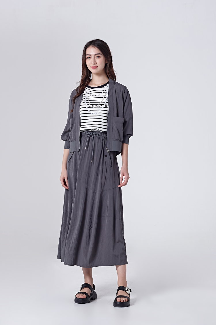 DITA抽繩拼接長裙