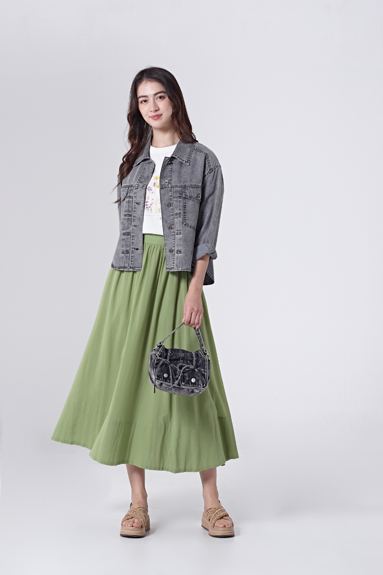 DITA素面波浪長裙