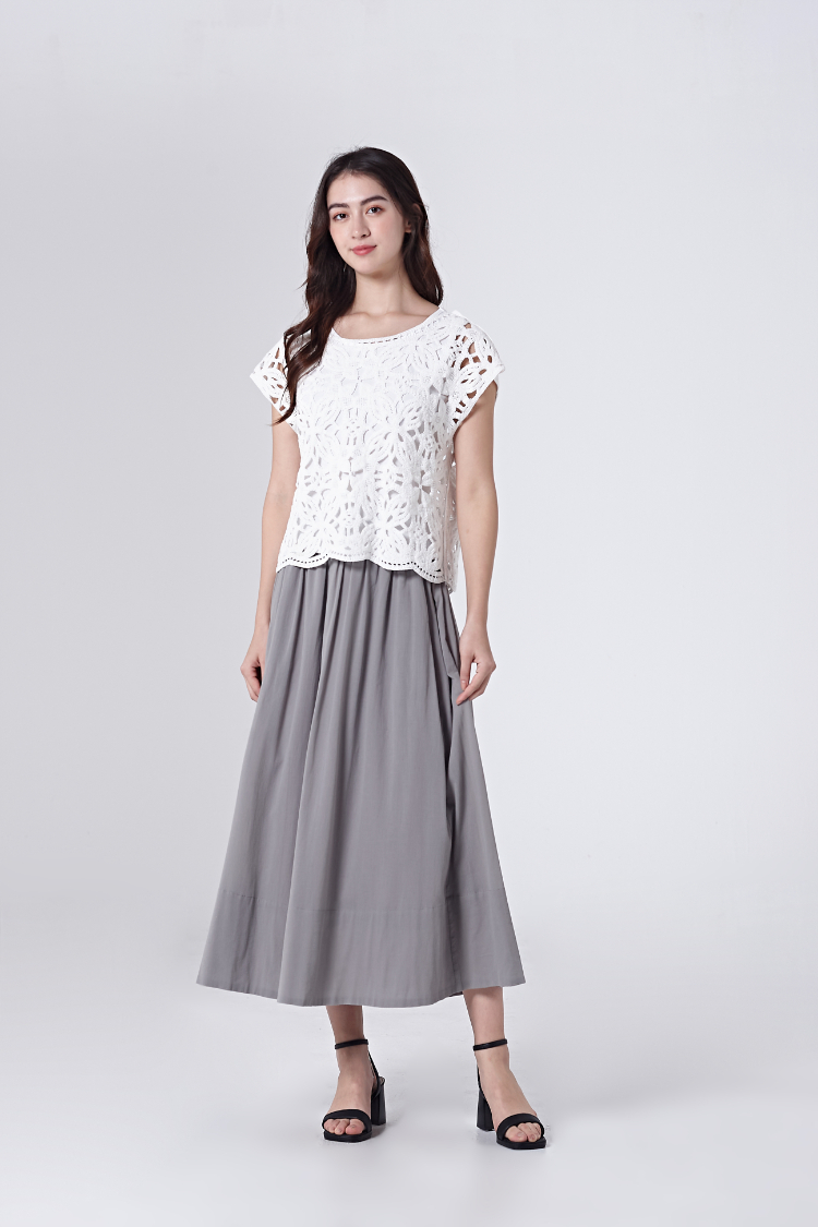 DITA素面波浪長裙