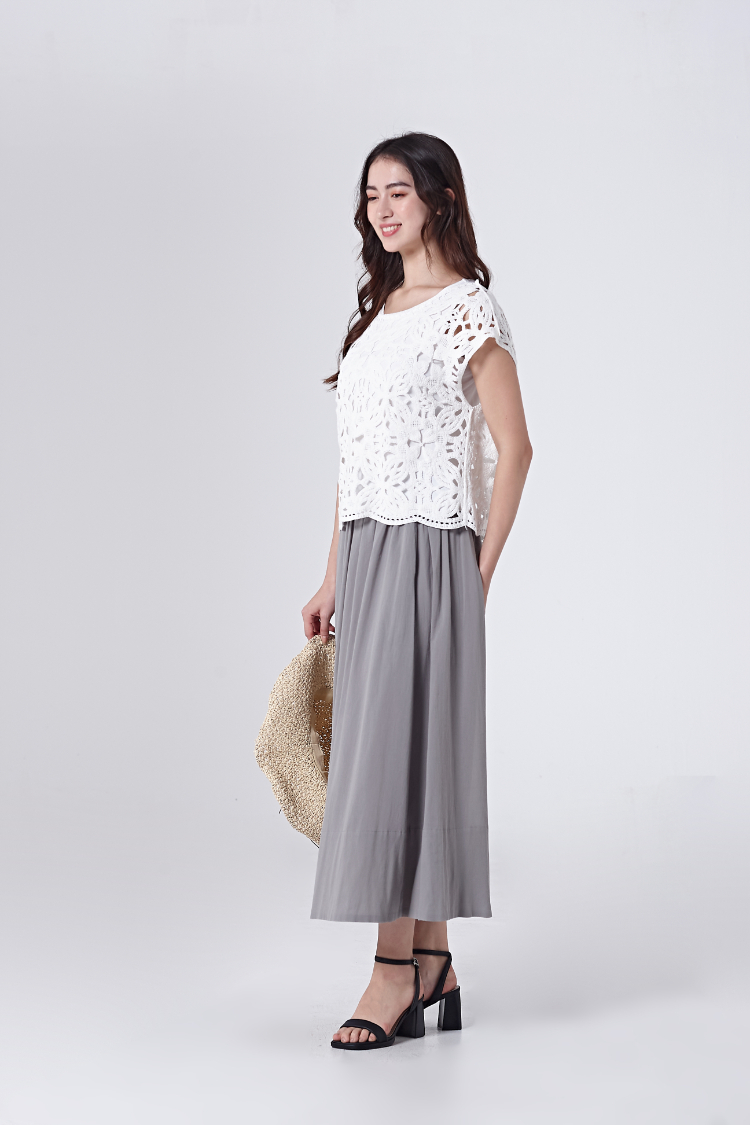 DITA素面波浪長裙