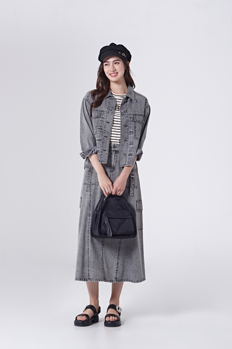 DITA率性工裝感拼接長裙