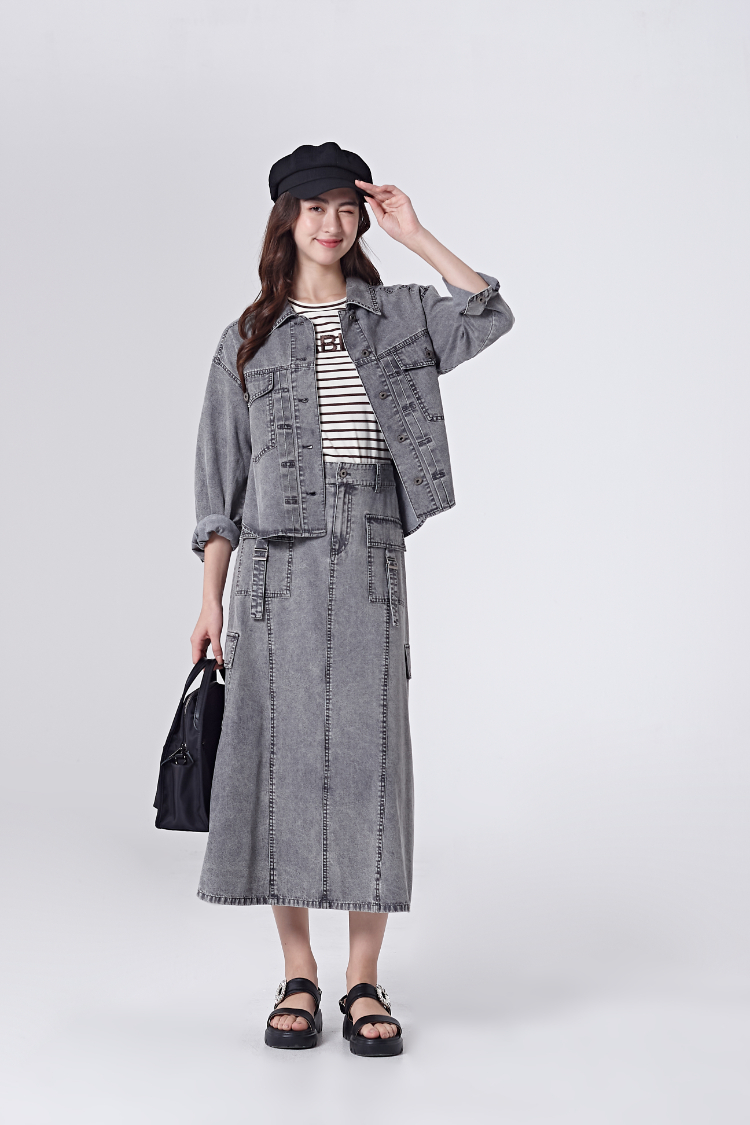 DITA率性工裝感拼接長裙