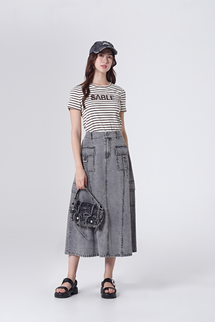 DITA率性工裝感拼接長裙