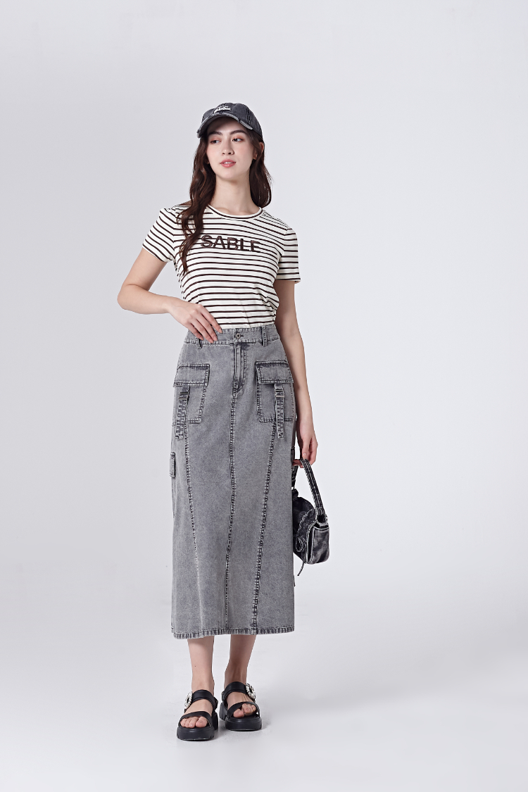 DITA率性工裝感拼接長裙