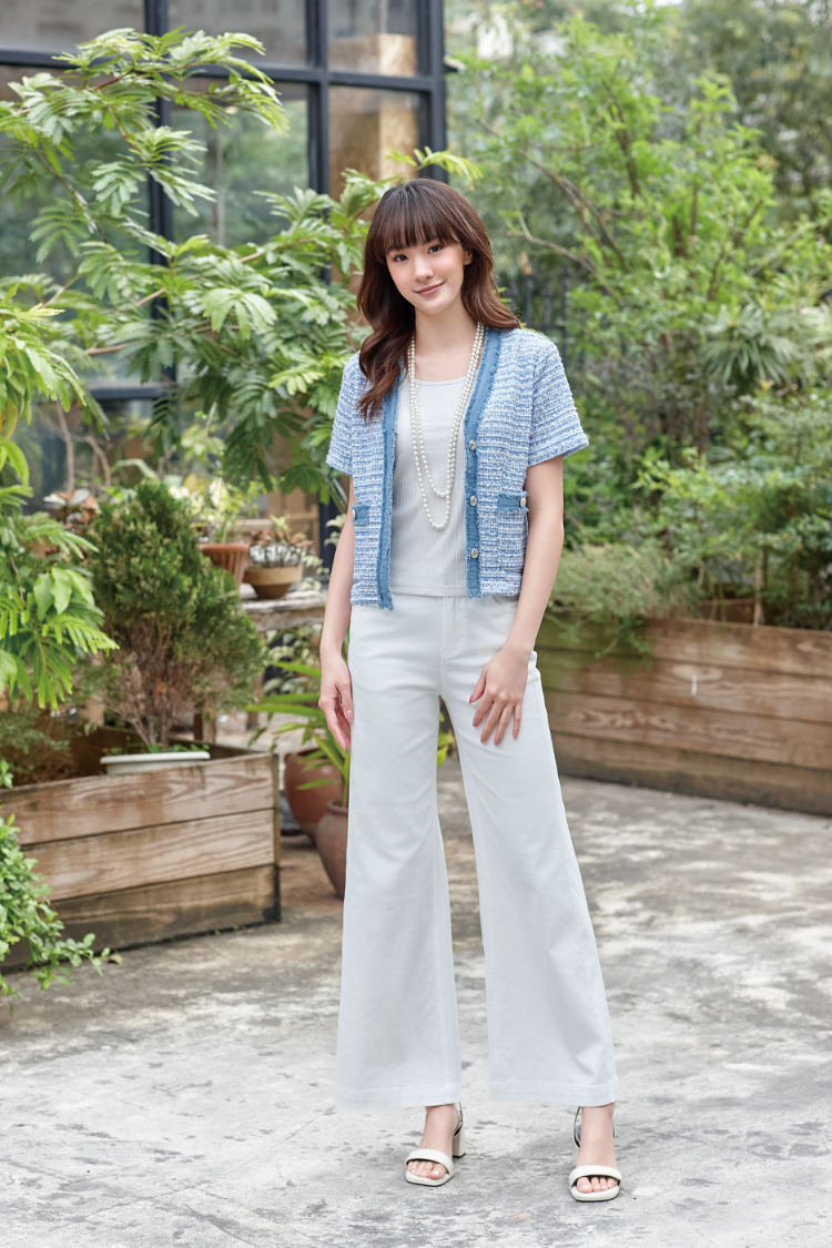 DITA韓系小香風毛呢短袖外套