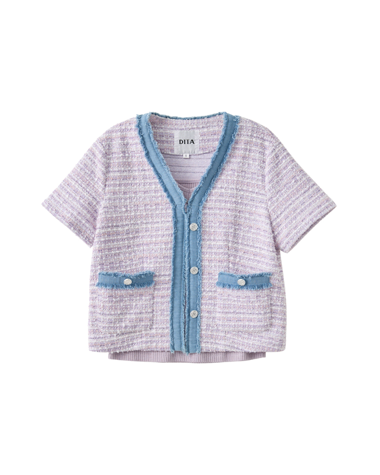 DITA韓系小香風毛呢短袖外套