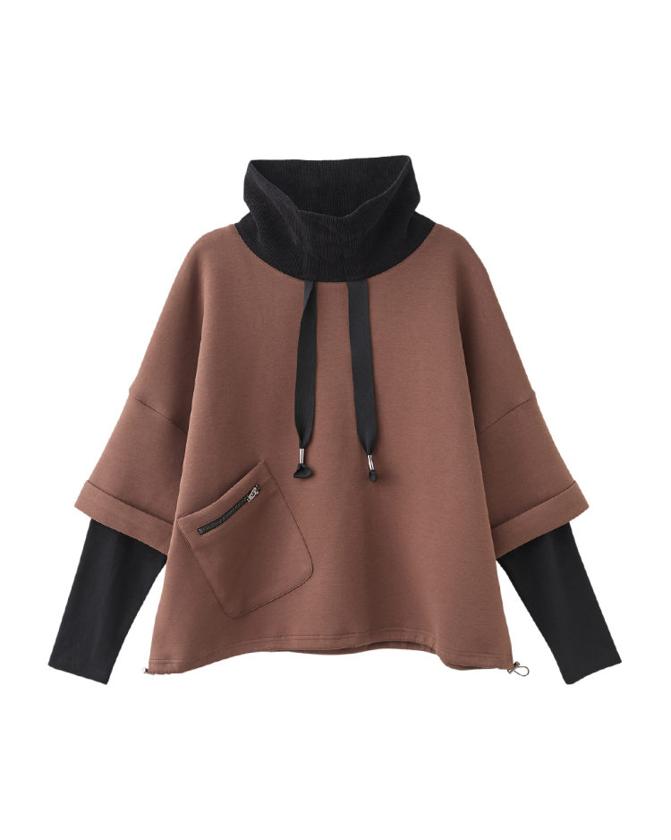 JOAN異材質可抽領寬袖層次上衣