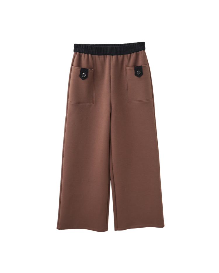 JOAN高彈舒適配色寬版長褲