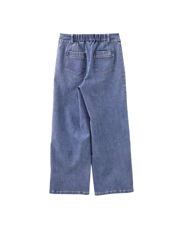 JOAN舒適內磨毛牛仔直寬褲