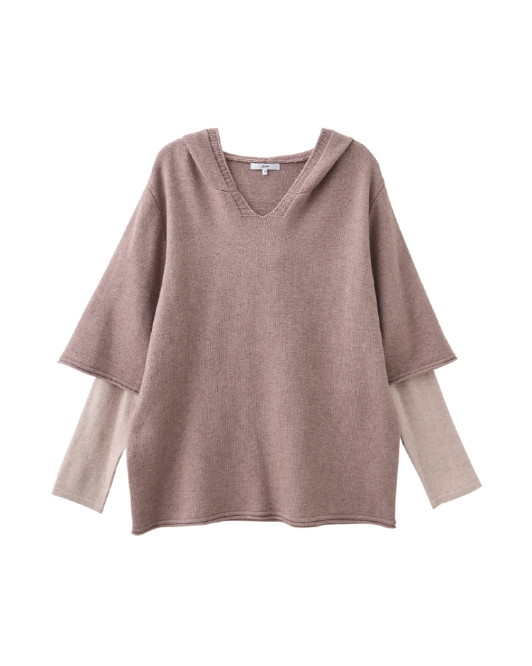 JOAN層次感休閒連帽針織上衣