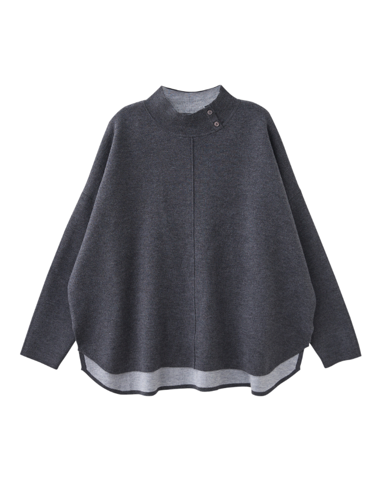 JOAN微立領側釦寬鬆針織上衣