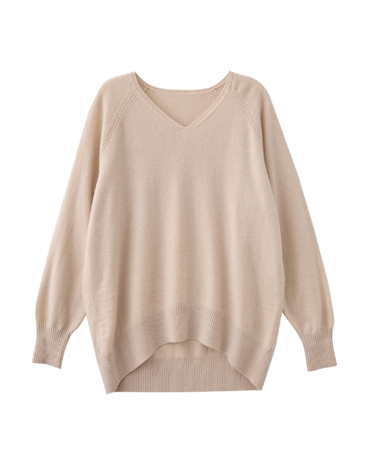 JOAN Cashmere中長版V領柔軟針織衫